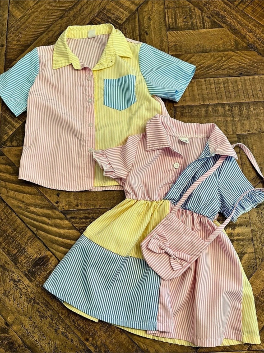 Colorful Striped Matching Family sibling Set